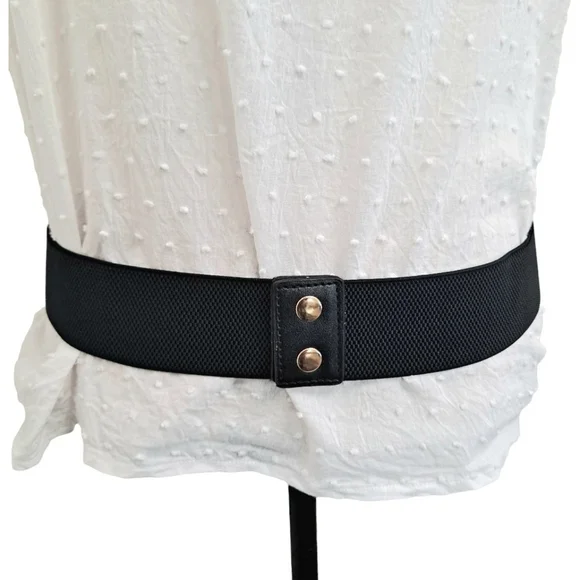 Black wide corset elastic boho stretch waist belt triple Gold chain link belt - Picture 5 of 14